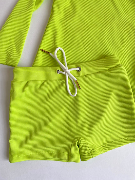 Canyon Ribbed Two Piece Set In Lime