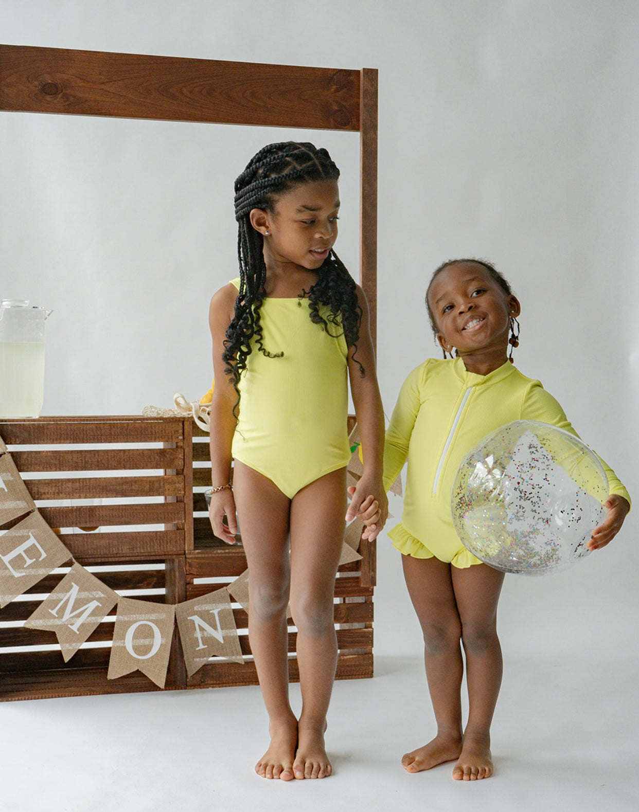 Sahara Ribbed One Piece Zip Up in Lemon