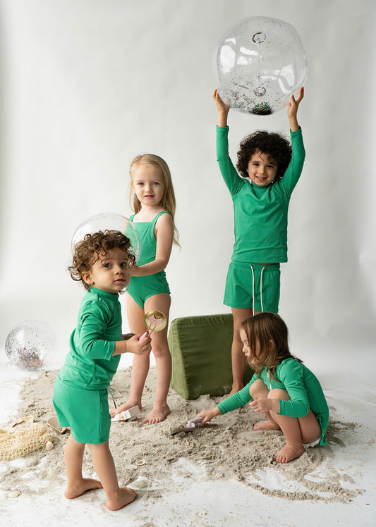 Canyon Ribbed Two Piece Set In Emerald