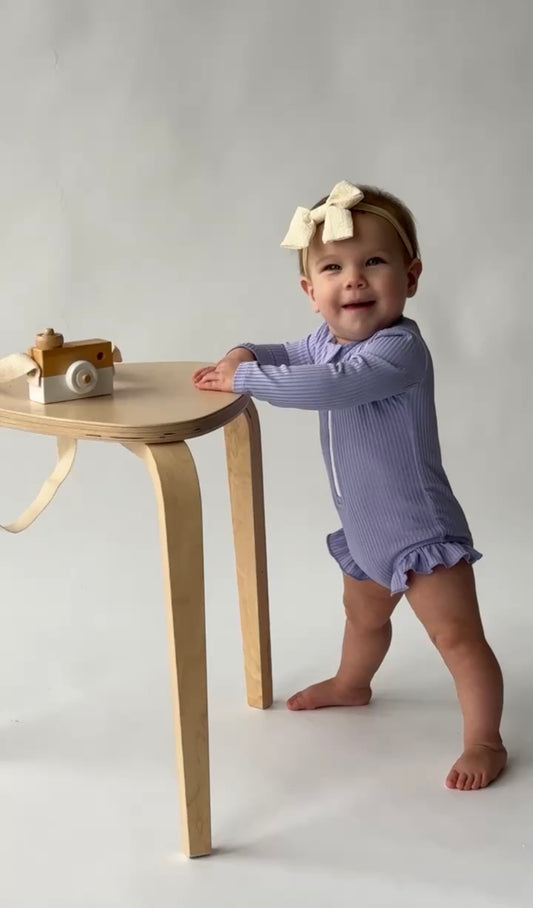 Sahara Ribbed One Piece Zip Up in Lilac