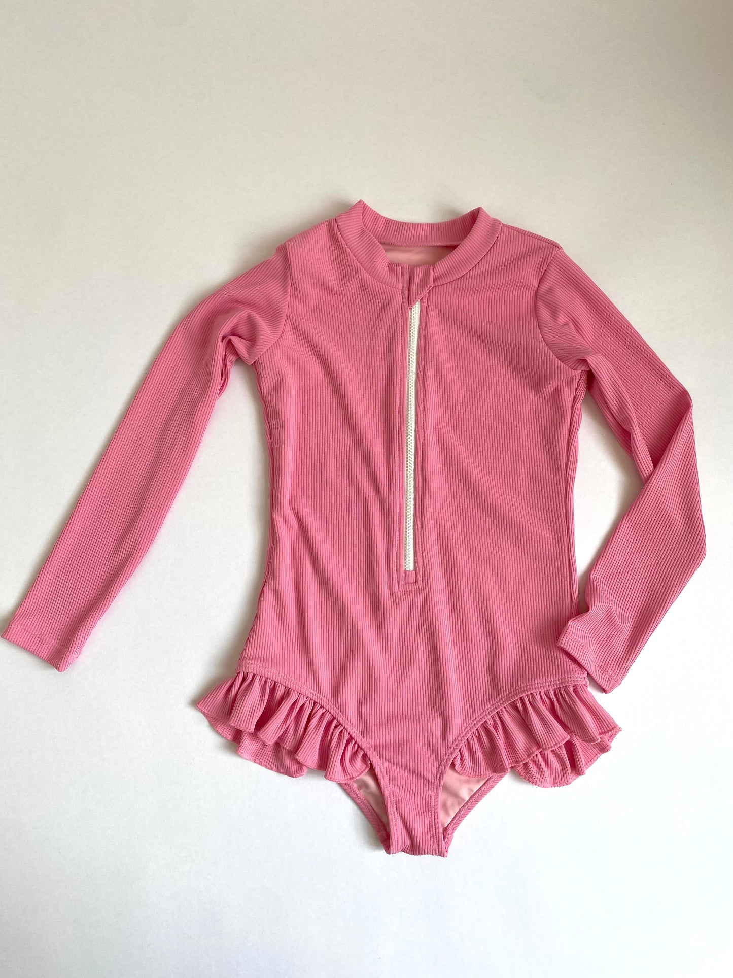 Sahara Ribbed One Piece Zip Up in Pink
