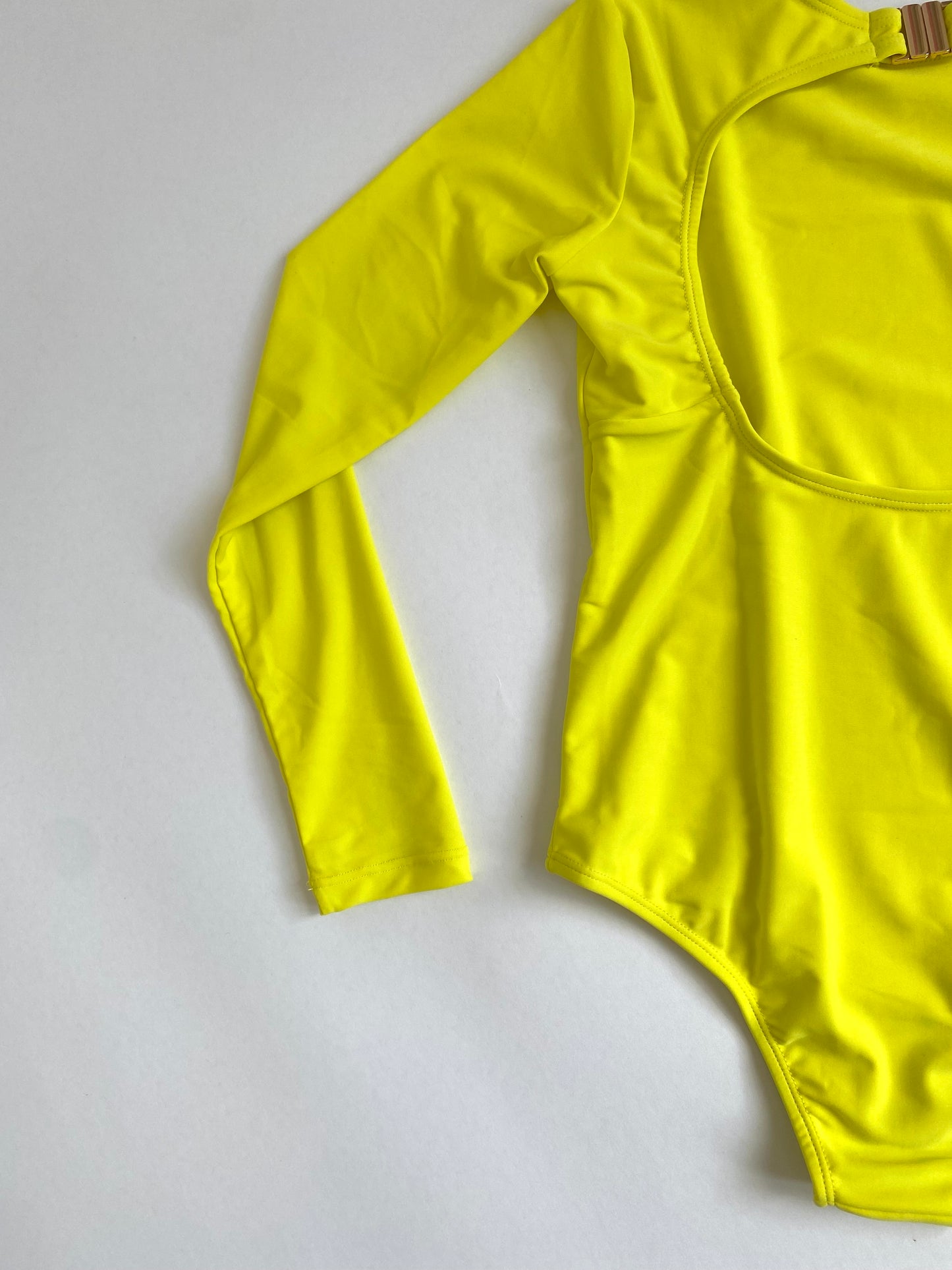 Mesa Long Sleeve Open Back One Piece In Lemon