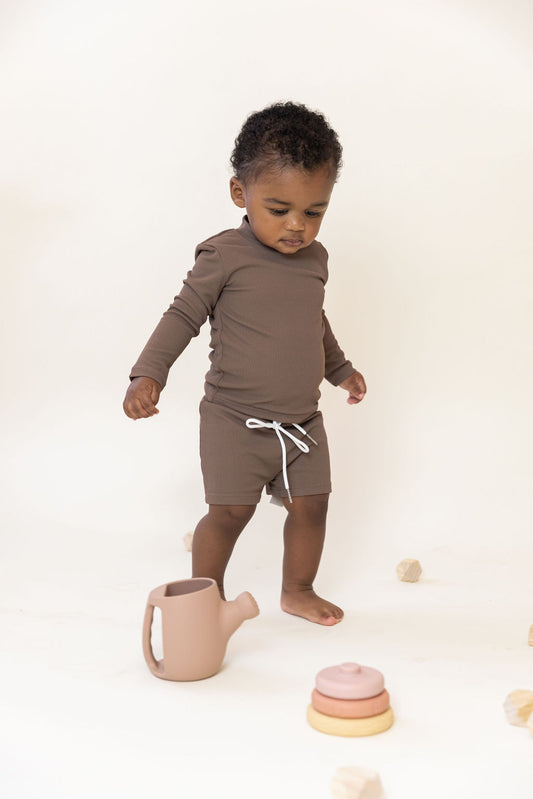 Canyon Ribbed Two Piece Set in Espresso Brown