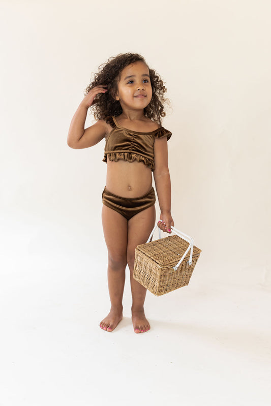 Pricilla Velvet Bikini In Caramel Brown