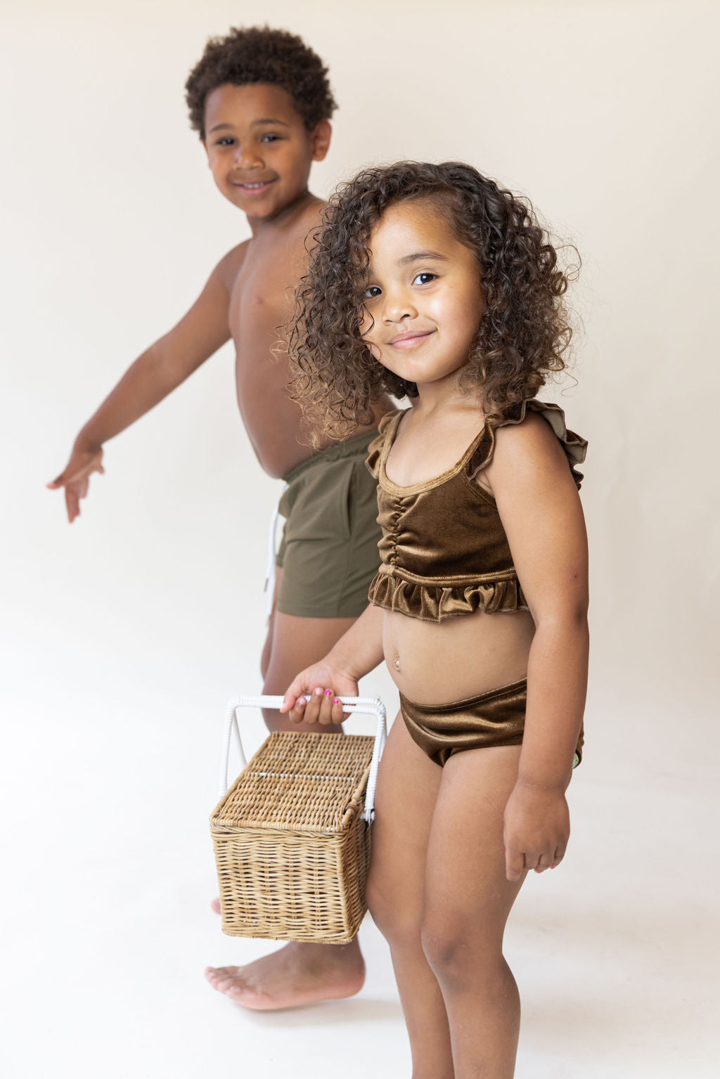 Pricilla Velvet Bikini In Caramel Brown