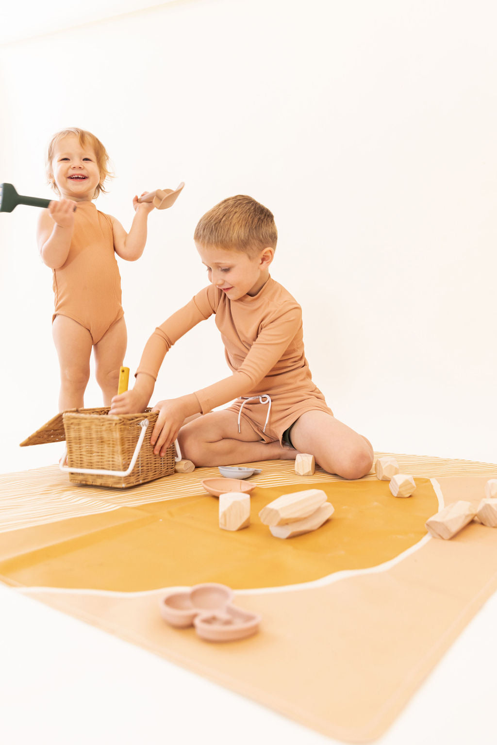 Canyon Ribbed Two Piece Set In Cantaloupe Orange