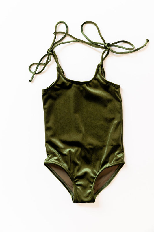 Oasis Velvet One Piece In Juniper Green