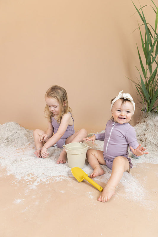 Sahara Ribbed Zip Up One Piece In Lavender