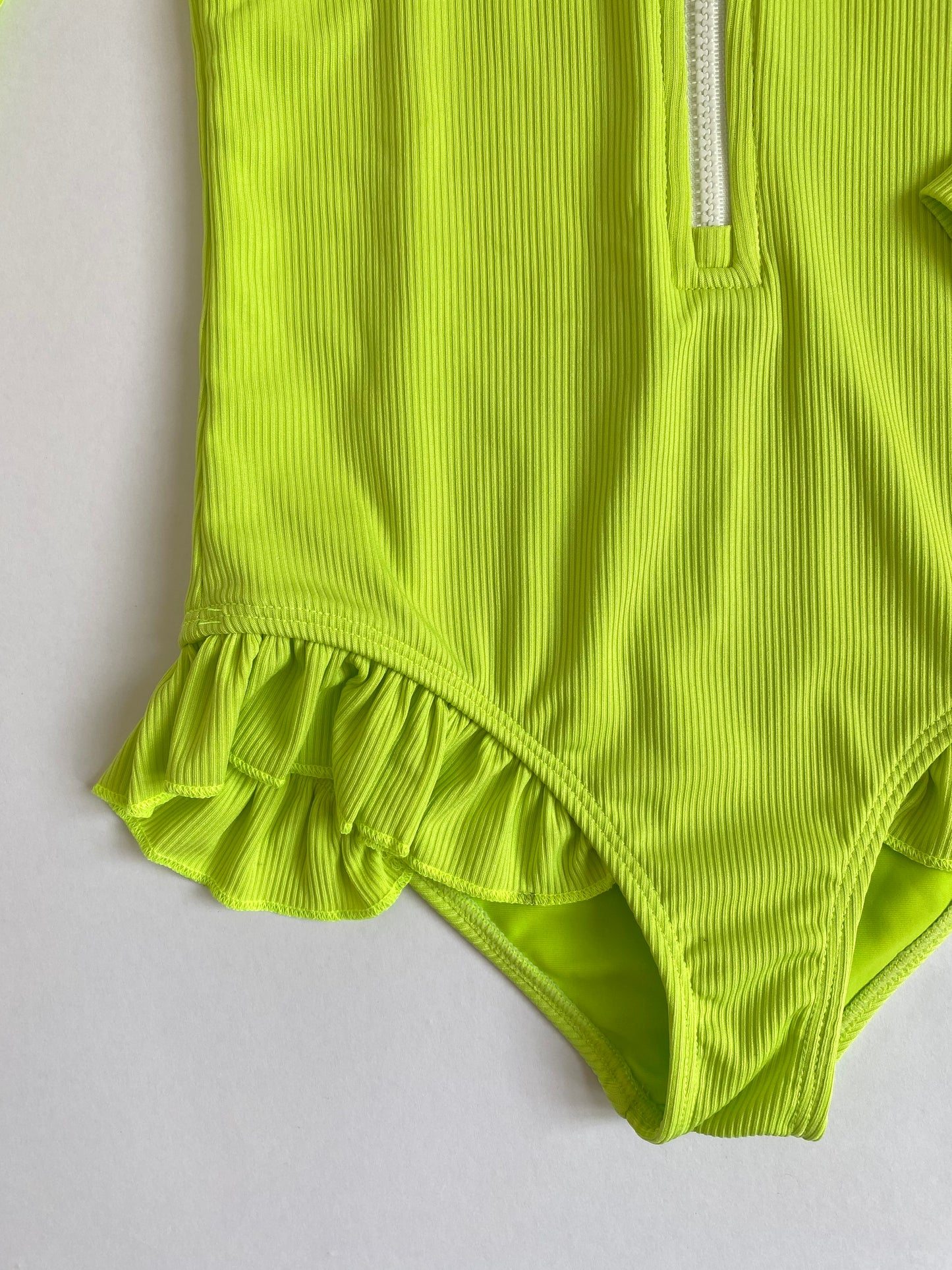 Sahara Ribbed One Piece Zip Up in Lime
