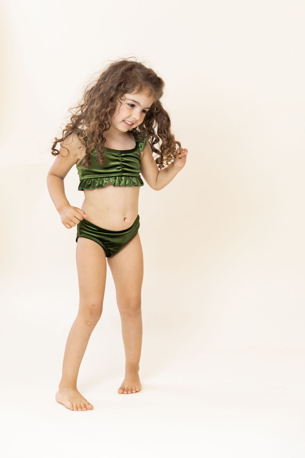 Pricilla Velvet Bikini In Olive Green