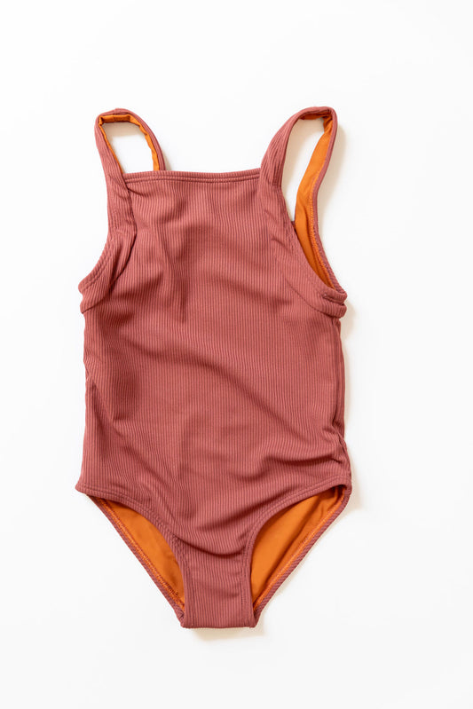 Ribbed One Piece In Sandstone Red